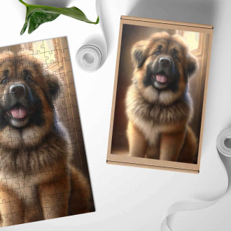 Drevené puzzle Leonberger animovaný