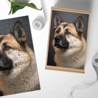 Drevené puzzle Akita realistic