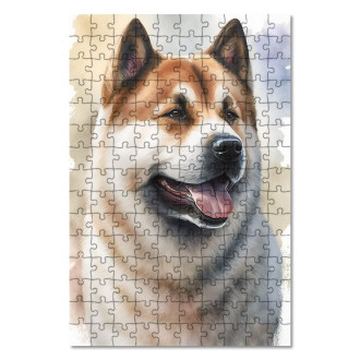 Drevené puzzle Akita akvarel