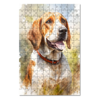 Drevené puzzle Americký foxhound akvarel