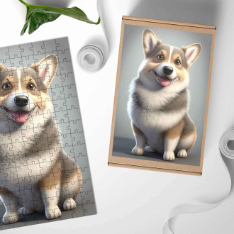 Drevené puzzle Švédsky Vallhund animovaný