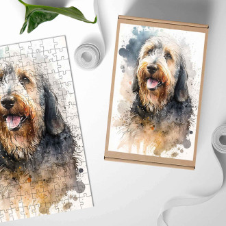 Drevené puzzle Otterhound akvarel