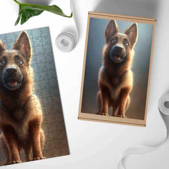 Drevené puzzle Belgický Malinoi animovaný