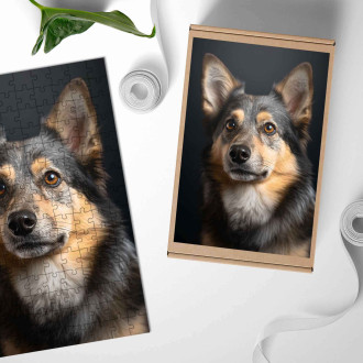 Drevené puzzle Švédsky Vallhund realistic