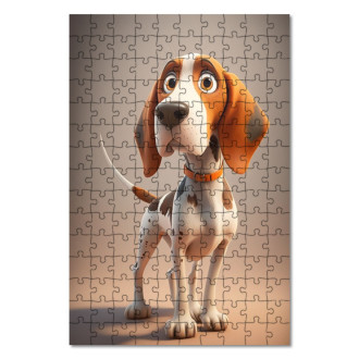 Drevené puzzle Americký anglický coonhound animovaný