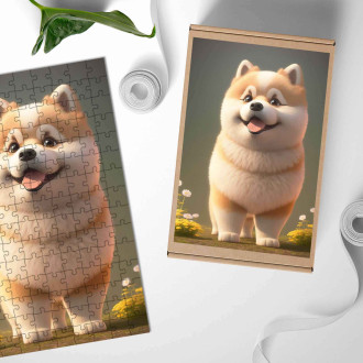 Drevené puzzle Akita animovaný