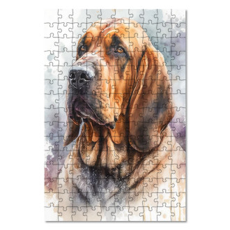 Drevené puzzle Bloodhound akvarel