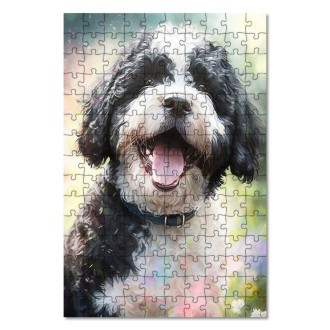 Drevené puzzle Portugalský vodný pes akvarel