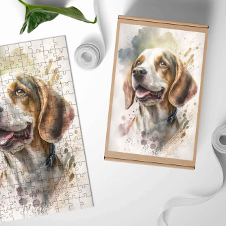 Drevené puzzle Beagle akvarel