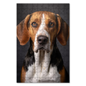Drevené puzzle Americký foxhound realistic