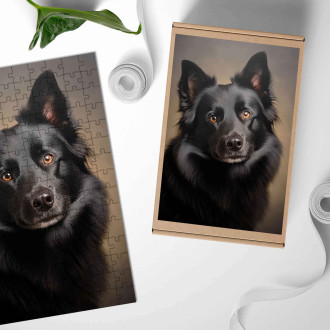 Drevené puzzle Schipperke realistic