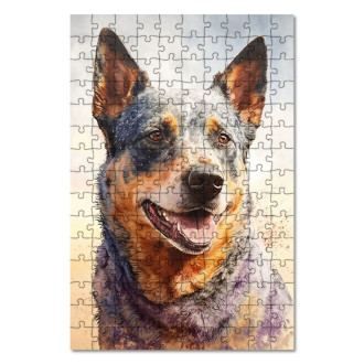 Drevené puzzle Austrálsky dobytkársky pes akvarel