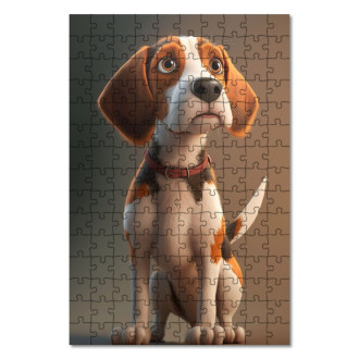 Drevené puzzle Americký foxhound animovaný