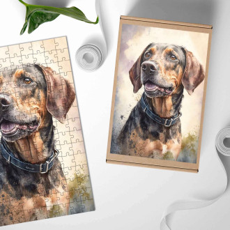 Drevené puzzle Plott Hound akvarel