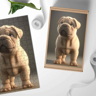 Drevené puzzle Čínský Shar-Pei animovaný