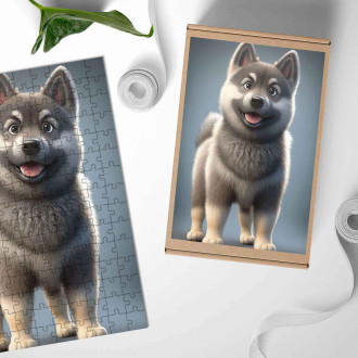 Drevené puzzle Nórsky Elkhound animovaný