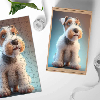 Drevené puzzle Foxteriér drôtosrstý animovaný
