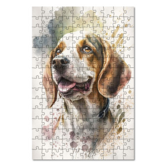 Drevené puzzle Beagle akvarel