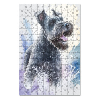 Drevené puzzle Kerry Blue Terrier akvarel