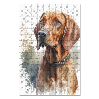 Drevené puzzle Redbone Coonhound akvarel