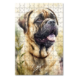Drevené puzzle Bullmastiff akvarel