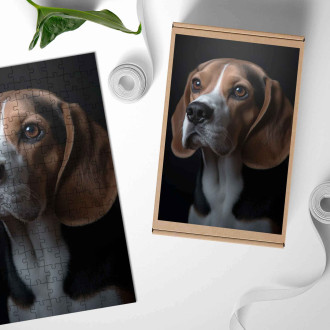 Drevené puzzle Beagle realistic