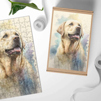 Drevené puzzle Labradorský retriever akvarel