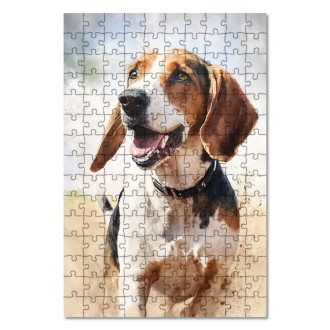 Drevené puzzle Anglický Foxhound akvarel