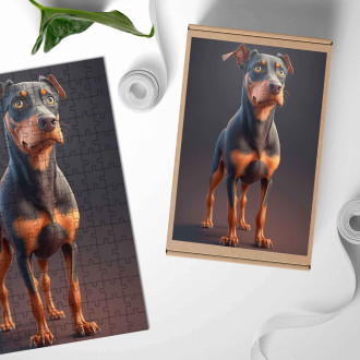 Drevené puzzle Doberman Pinscher animovaný