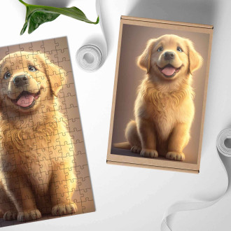 Drevené puzzle Zlatý retriever animovaný