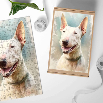 Drevené puzzle Bull Terrier akvarel