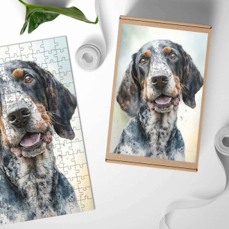 Drevené puzzle Bluetick Coonhound akvarel