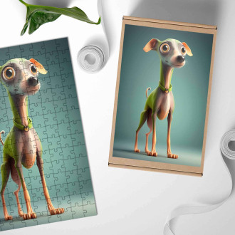 Drevené puzzle Taliansky chrtík animovaný