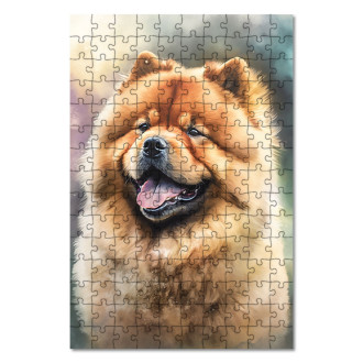 Drevené puzzle Čau čau akvarel