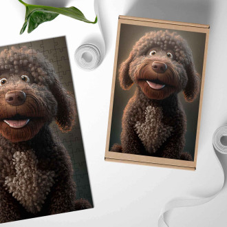 Drevené puzzle Španielsky vodný pes animovaný