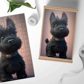 Drevené puzzle Škótsky teriér animovaný