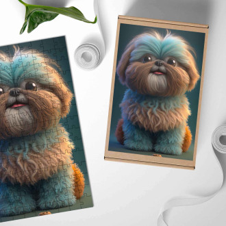 Drevené puzzle Shih Tzu animovaný