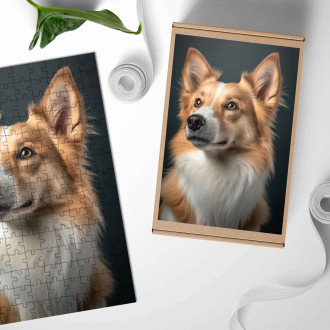 Drevené puzzle Nórsky Lundehund realistic