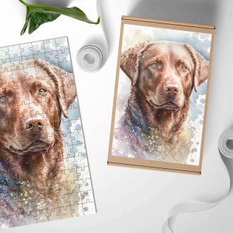 Drevené puzzle Chesapeake Bay retriever akvarel