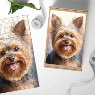 Drevené puzzle Jorkšírský teriér akvarel