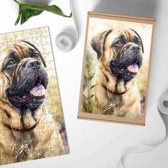 Drevené puzzle Bullmastiff akvarel