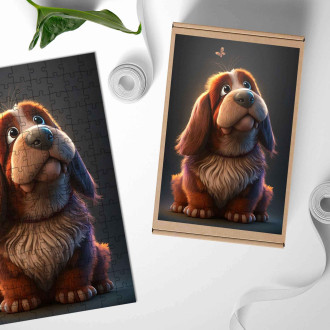 Drevené puzzle Petit Basset Griffon Vendéen animovaný