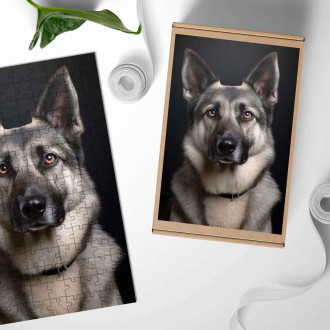 Drevené puzzle Nórsky Elkhound realistic