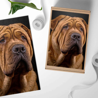 Drevené puzzle Čínský Shar-Pei realistic