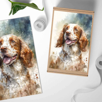 Drevené puzzle Welsh Springer Spaniel akvarel