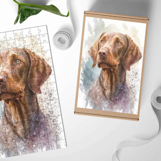 Drevené puzzle Wirehaired Vizsla akvarel