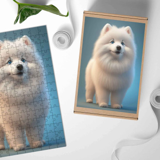 Drevené puzzle Samojed animovaný