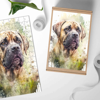 Drevené puzzle Boerboel akvarel