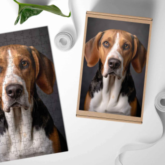 Drevené puzzle Americký foxhound realistic