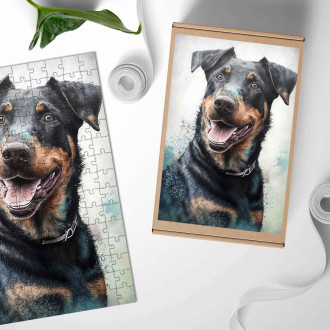 Drevené puzzle Beauceron akvarel